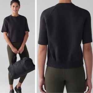 Lululemon NTS short sleeve cropped spacer T shirt scuba material thick black
